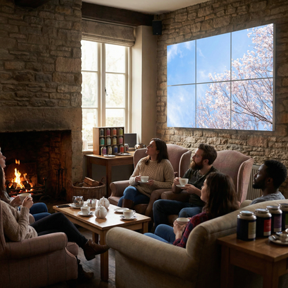 Pack 6 Dalles LED 60x60cm - Plafond Visuel - Éclairage en Trompe-l'œil - "Nuances Roses"