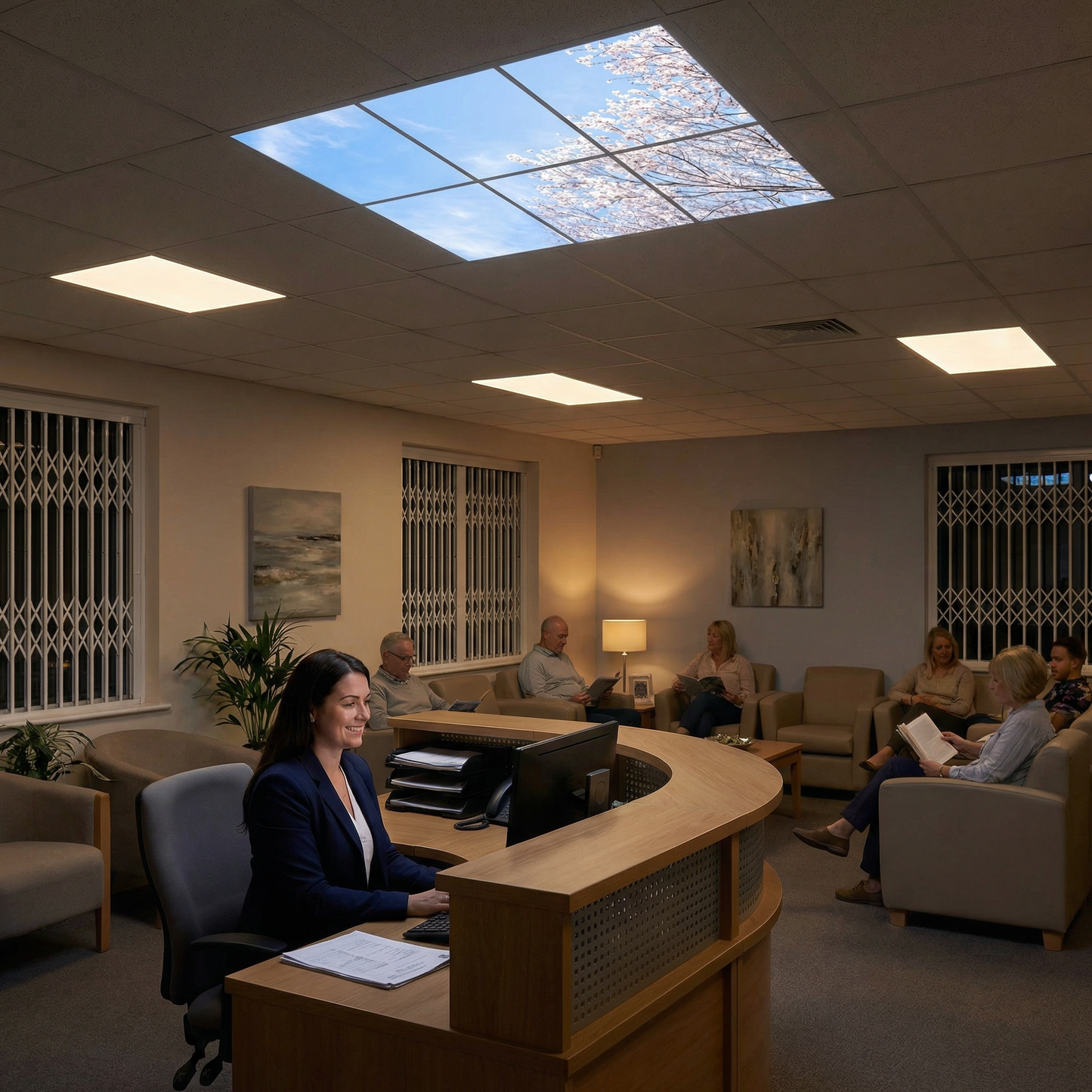 Pack 6 Dalles LED 60x60cm - Plafond Visuel - Éclairage en Trompe-l'œil - "Nuances Roses"