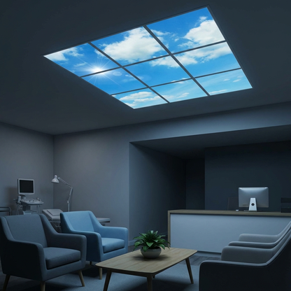 Pack 9 Dalles LED 60x60cm - Verrière Intégrale - Éclairage en Trompe-l'œil - "Ciel Lumineux"