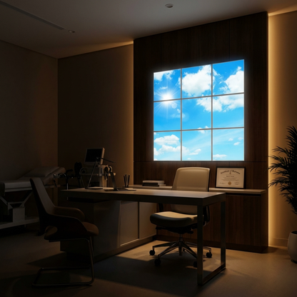 Pack 9 Dalles LED 60x60cm - Verrière Intégrale - Éclairage en Trompe-l'œil - "Ciel Lumineux"