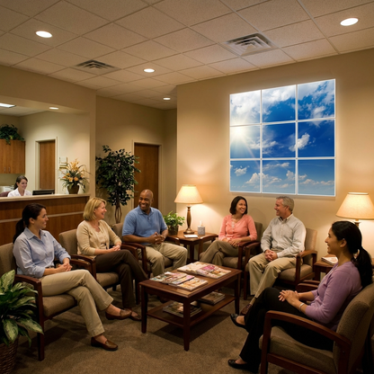 Pack 9 Dalles LED 60x60cm - Verrière Intégrale - Éclairage en Trompe-l'œil - "Ciel Très Nuageux"