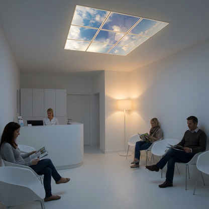 Pack 9 Dalles LED 60x60cm - Verrière Intégrale - Éclairage en Trompe-l'œil - "Ciel Très Nuageux"