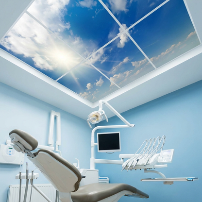 Pack 6 Dalles LED 60x60cm - Plafond Visuel - Éclairage en Trompe-l'œil - "Ciel Très Nuageux"