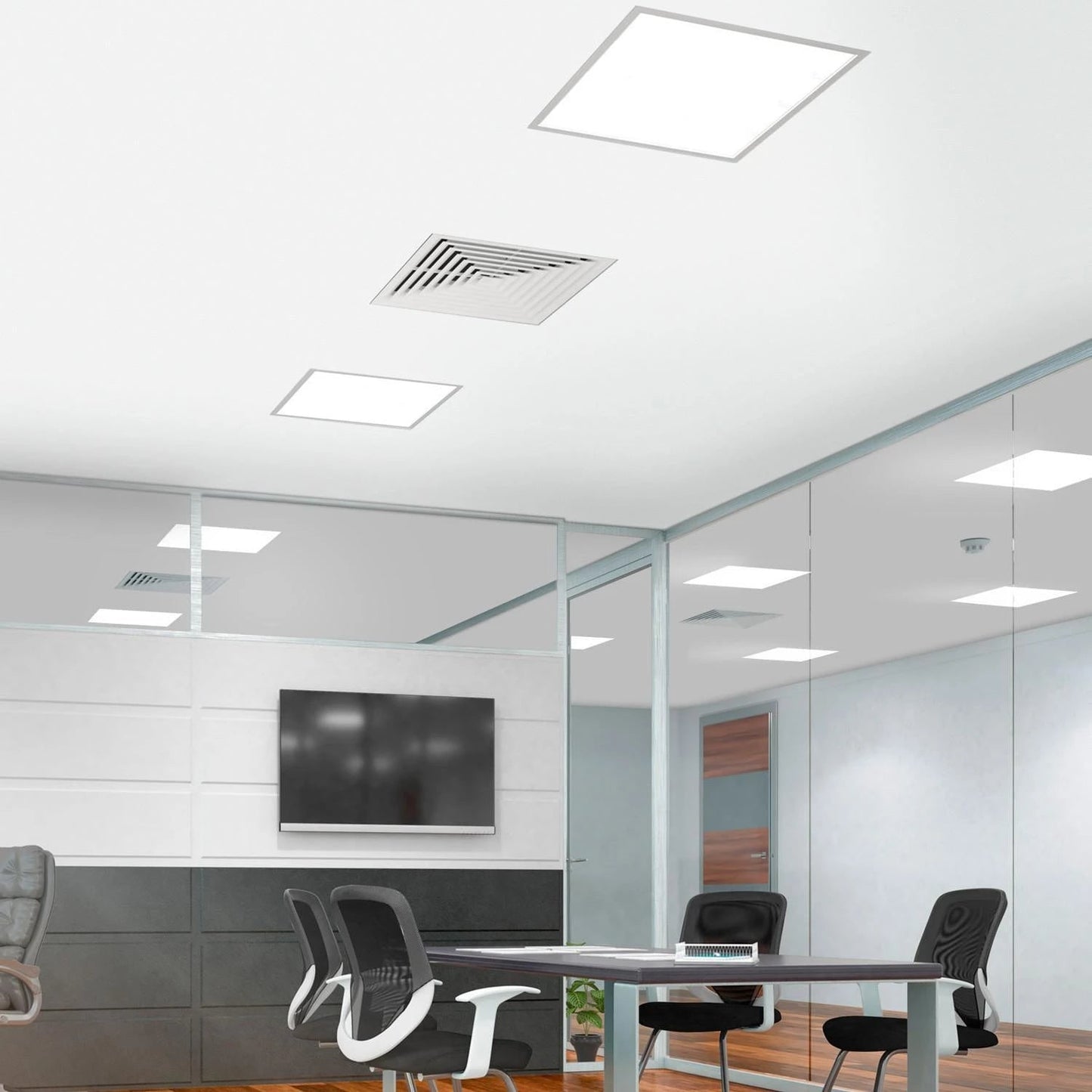 SunshinePanel Kit en Saillie Dalle LED 60�60 cm - Cadre Aluminium Blanc RAL 9016, installation en faux plafond