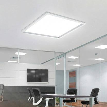 SunshinePanel Kit en Saillie Dalle LED 60�60 cm - Cadre Aluminium Blanc RAL 9016, rendu pack vue ensemble