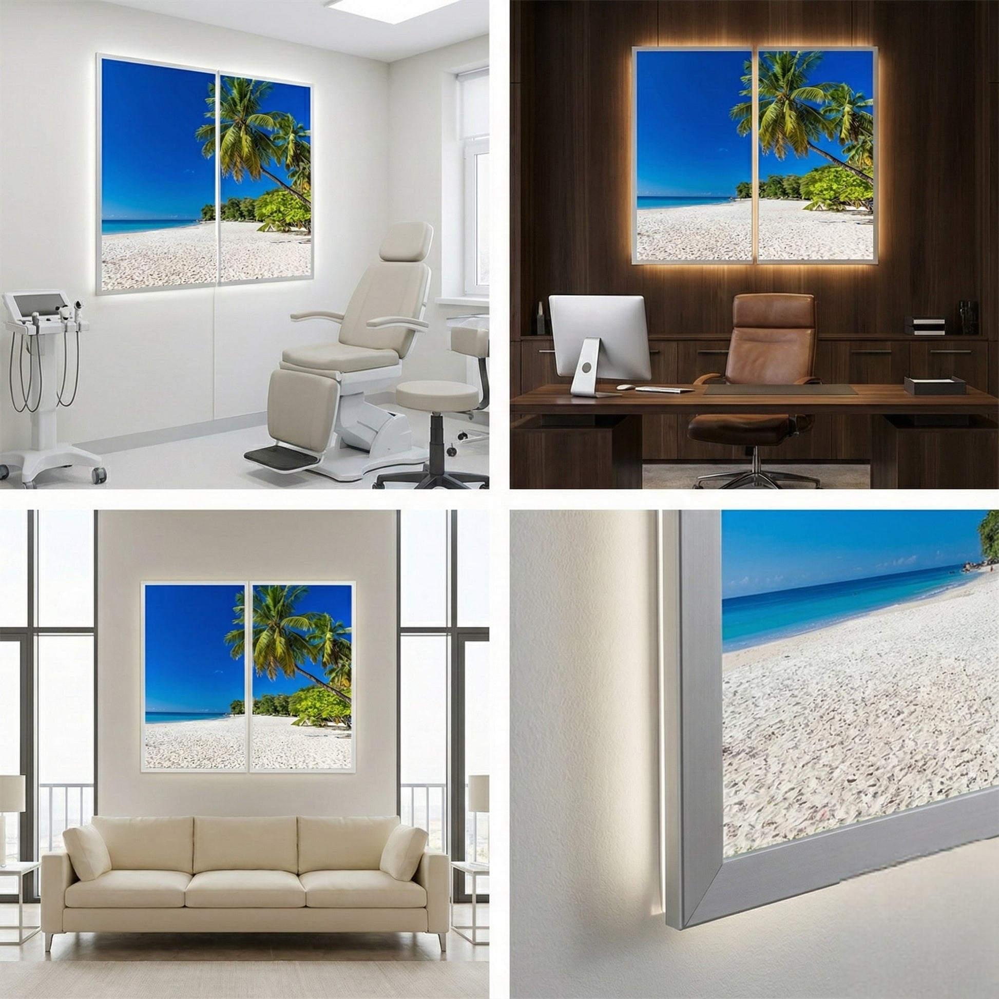 SunshinePanel Pack 2 Dalles LED R�ve de Plage 120�60 cm - 1,44 m� Panoramique, installation en faux plafond