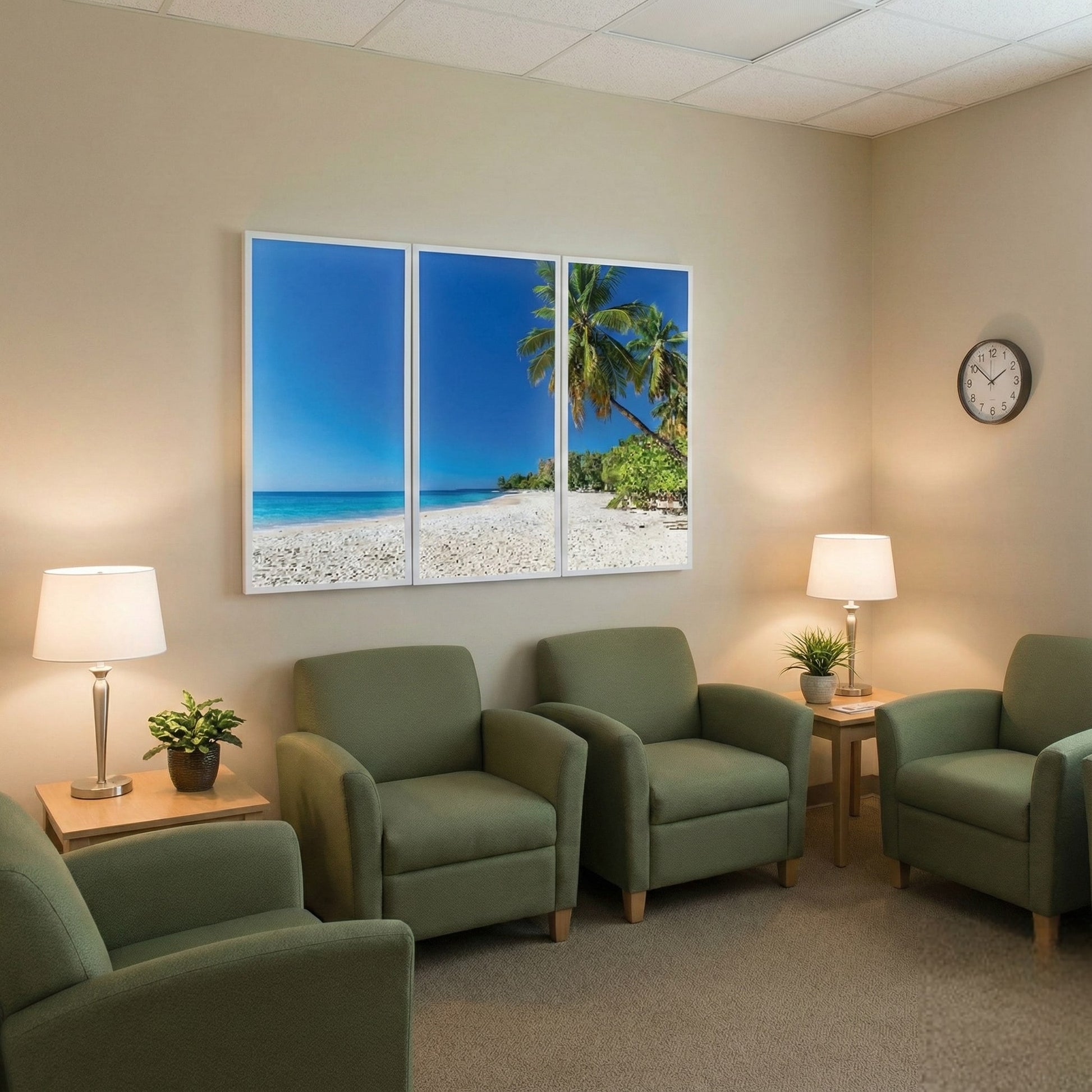 SunshinePanel Pack 3 Dalles LED R�ve de Plage 120�60 cm - 2,16 m� Panoramique, installation en faux plafond