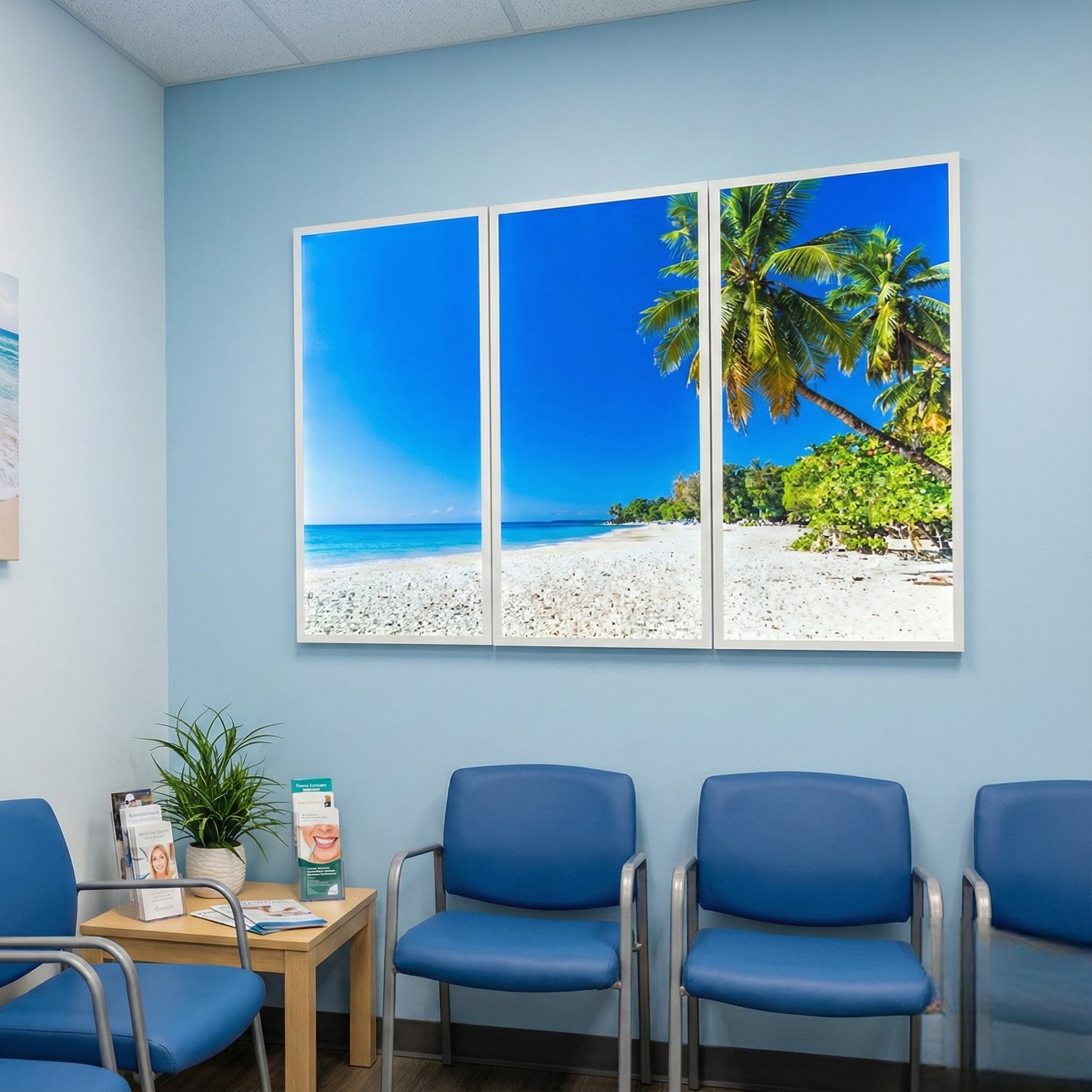 SunshinePanel Pack 3 Dalles LED R�ve de Plage 120�60 cm - 2,16 m� Panoramique, rendu pack vue ensemble