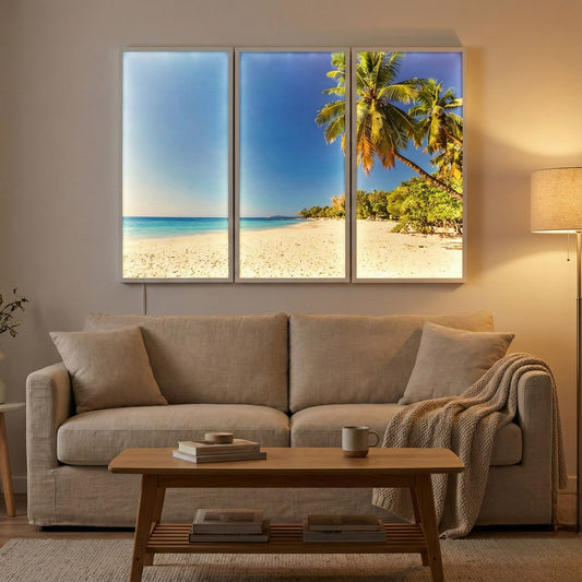 Pack 3 Dalles LED Rêve de Plage 120×60 cm - vue principale plafond - SunshinePanel