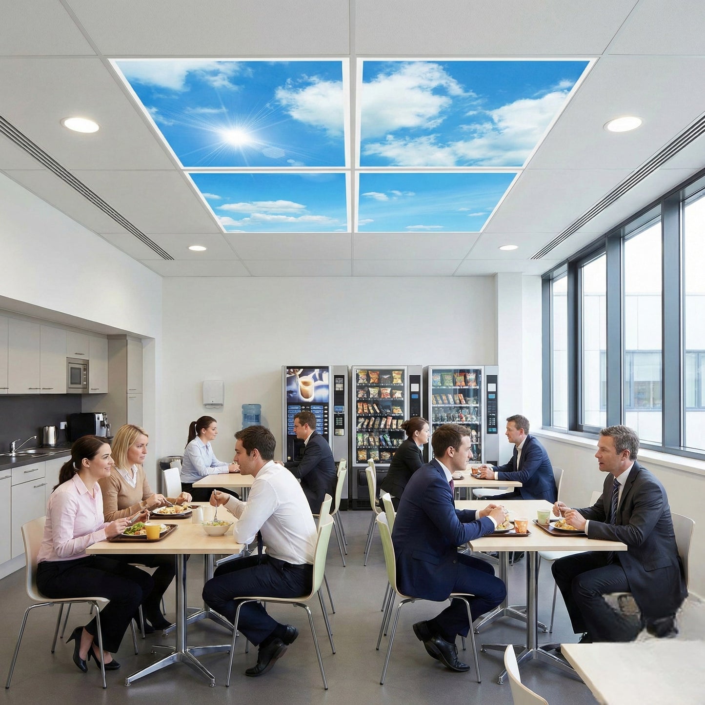 SunshinePanel Pack 4 Dalles LED Ciel Lumineux 60�60 cm - 1,44 m� Plafond Lumineux, effet lumineux ambiance