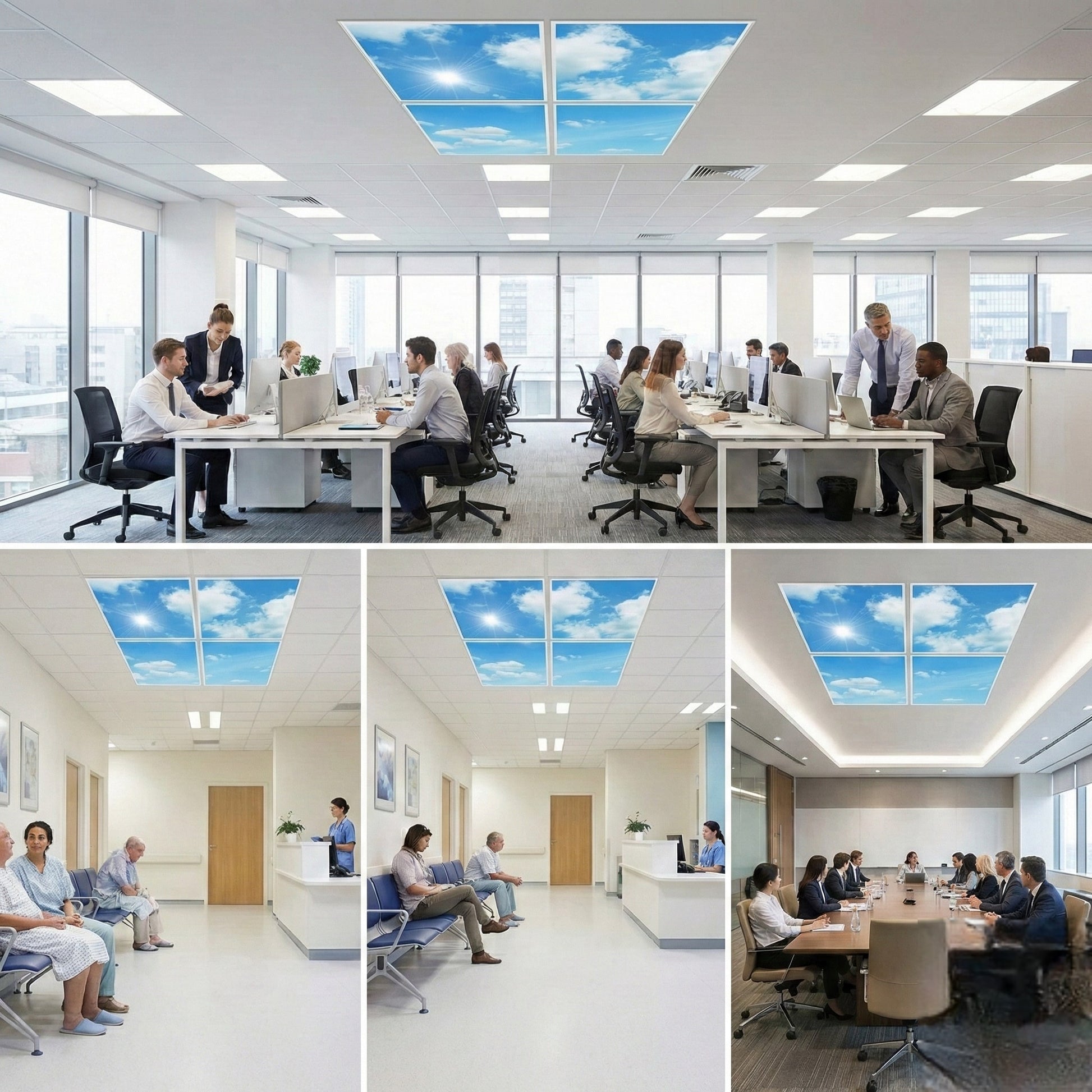 SunshinePanel Pack 4 Dalles LED Ciel Lumineux 60�60 cm - 1,44 m� Plafond Lumineux, installation en faux plafond