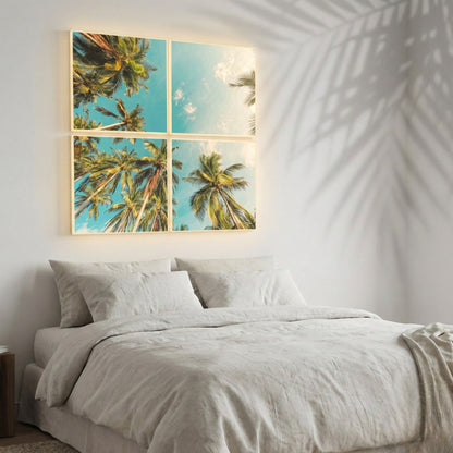 Pack 4 Dalles LED Évasion Tropicale 60×60 cm - vue arrière fixation - SunshinePanel