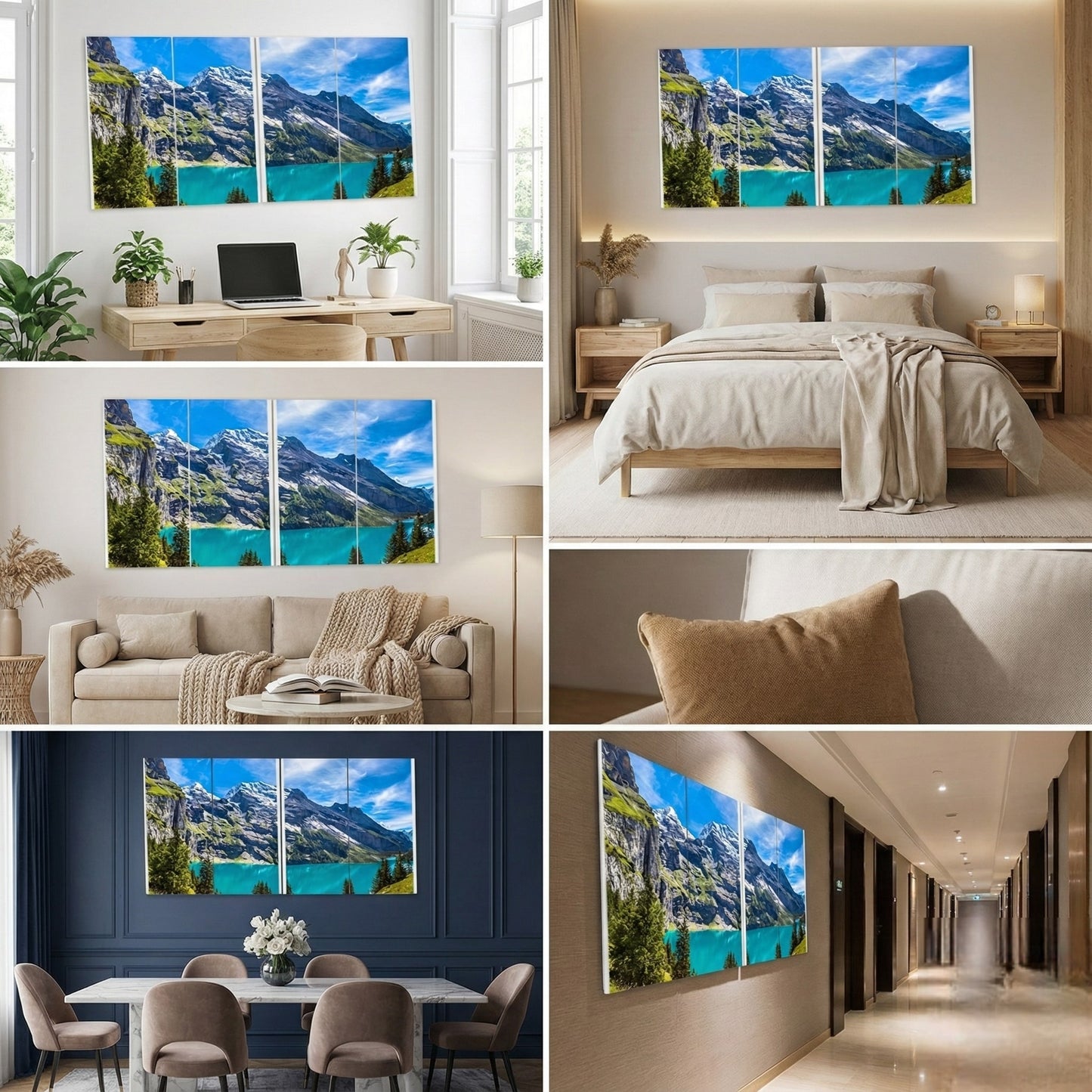 SunshinePanel Pack 4 Dalles LED Lac et Sommets 120�60 cm - 2,88 m� Panoramique, effet lumineux ambiance