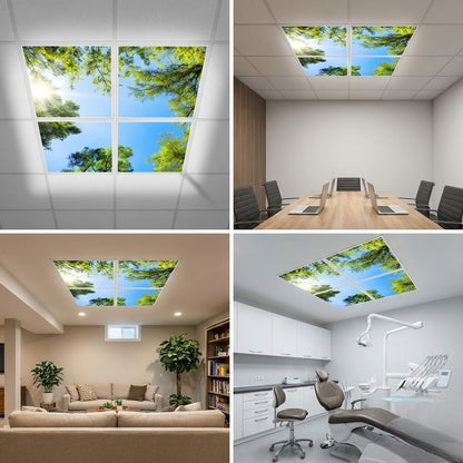 SunshinePanel Pack 4 Dalles LED Myst�re Forestier 60�60 cm - 1,44 m� Plafond Lumineux, effet lumineux ambiance