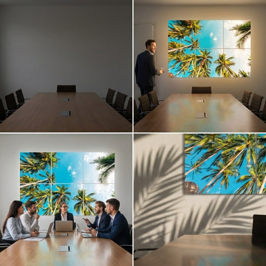 SunshinePanel Pack 6 Dalles LED �vasion Tropicale 60�60 cm - 2,16 m� Verri�re LED, effet lumineux ambiance