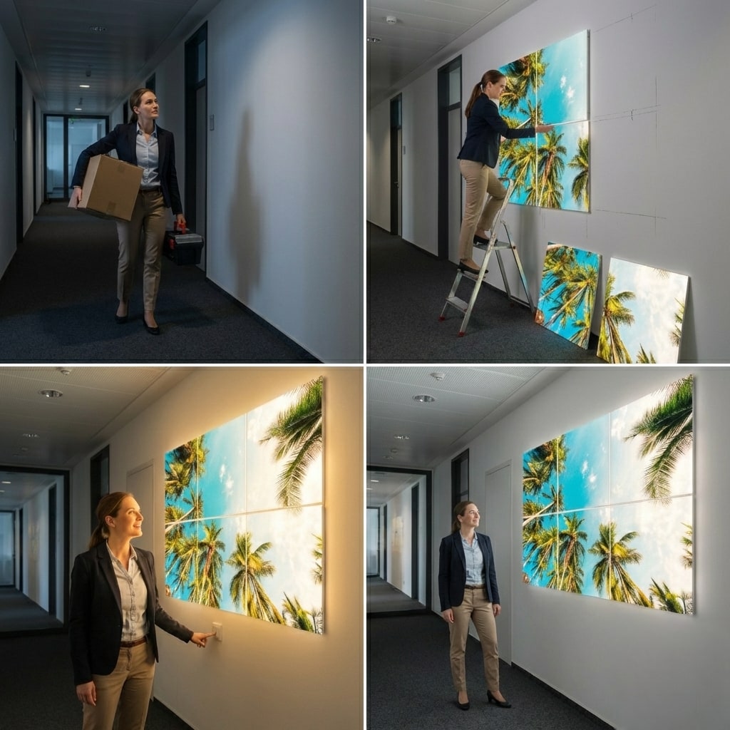 SunshinePanel Pack 6 Dalles LED �vasion Tropicale 60�60 cm - 2,16 m� Verri�re LED, installation en faux plafond
