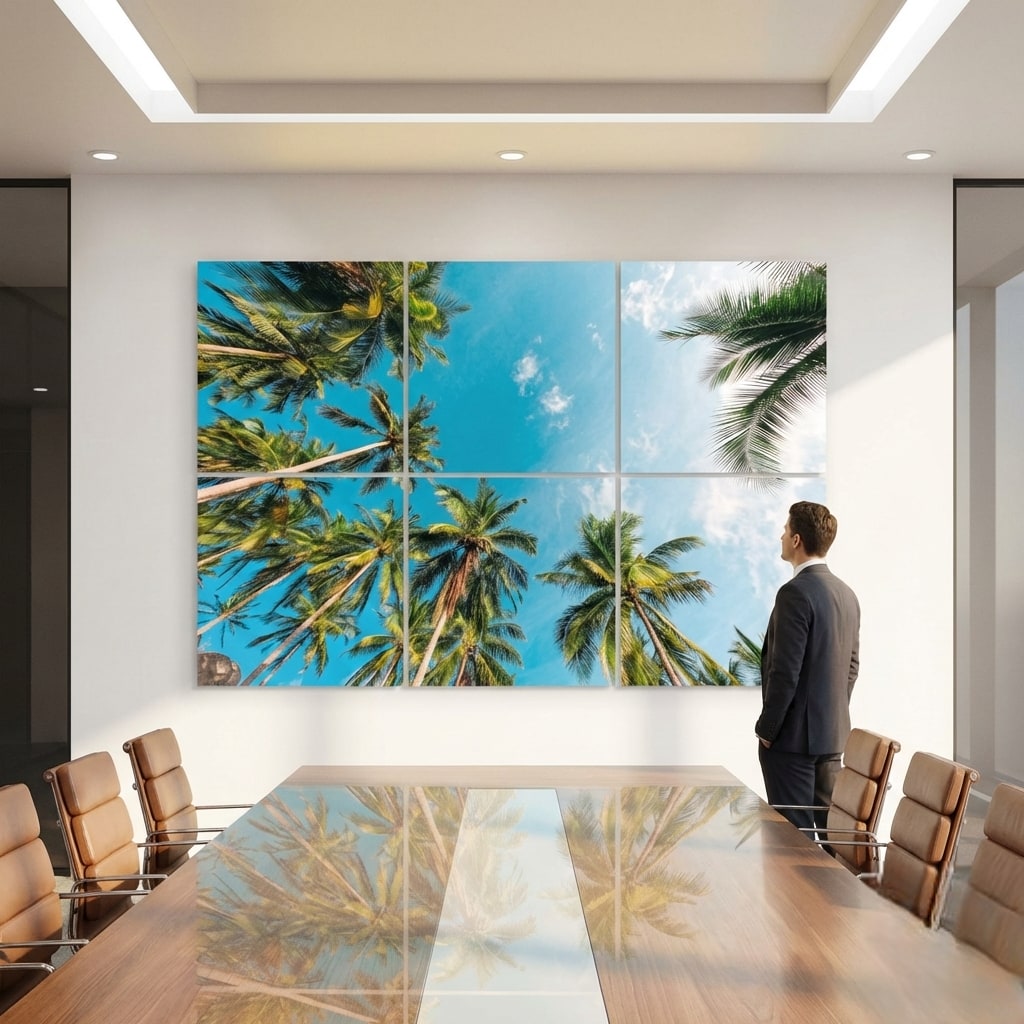 SunshinePanel Pack 6 Dalles LED �vasion Tropicale 60�60 cm - 2,16 m� Verri�re LED, dalle LED imprim�e SunshinePanel