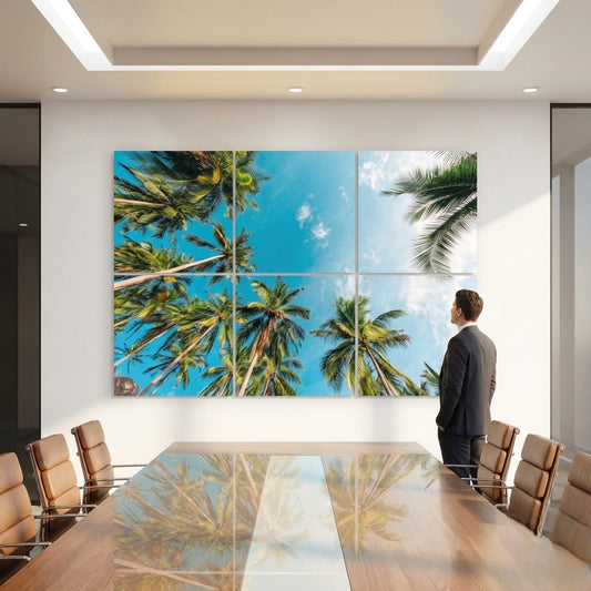 Pack 6 Dalles LED Évasion Tropicale 60×60 cm - vue principale plafond - SunshinePanel