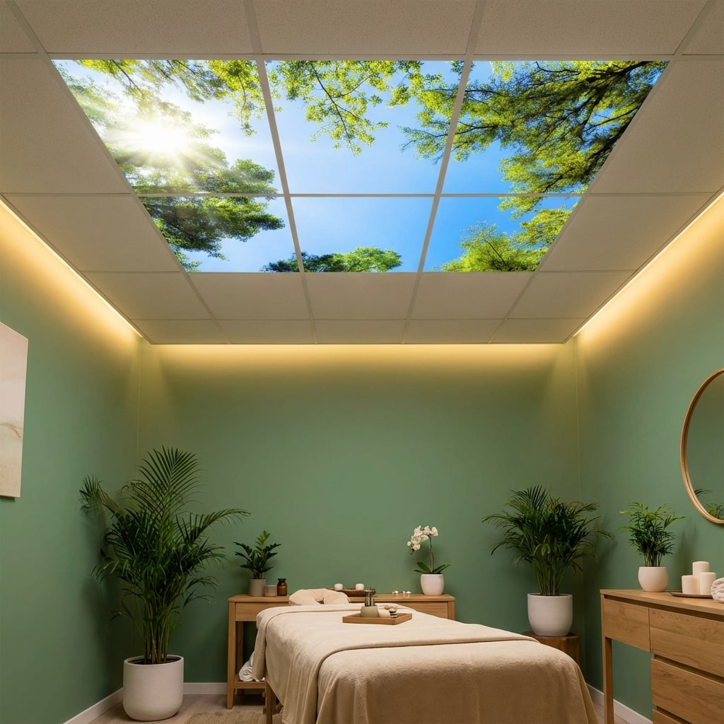 SunshinePanel Pack 6 Dalles LED Myst�re Forestier 60�60 cm - 2,16 m� Verri�re LED, effet lumineux ambiance