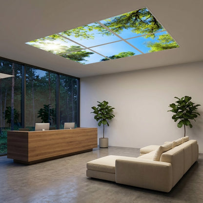 SunshinePanel Pack 6 Dalles LED Myst�re Forestier 60�60 cm - 2,16 m� Verri�re LED, dimensions et gabarit