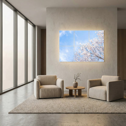 SunshinePanel Pack 6 Dalles LED Nuances Roses 60�60 cm - 2,16 m� Verri�re LED, installation en faux plafond