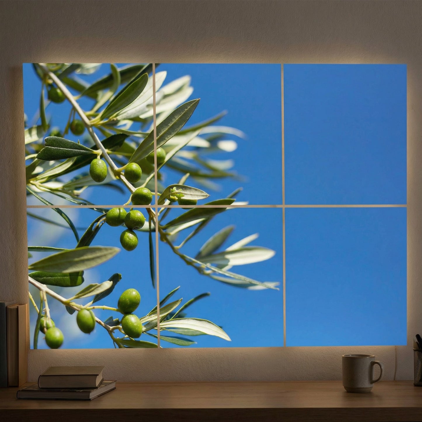 SunshinePanel Pack 6 Dalles LED Parfum d'Oliviers 60�60 cm - 2,16 m� Verri�re LED, dalle LED imprim�e SunshinePanel