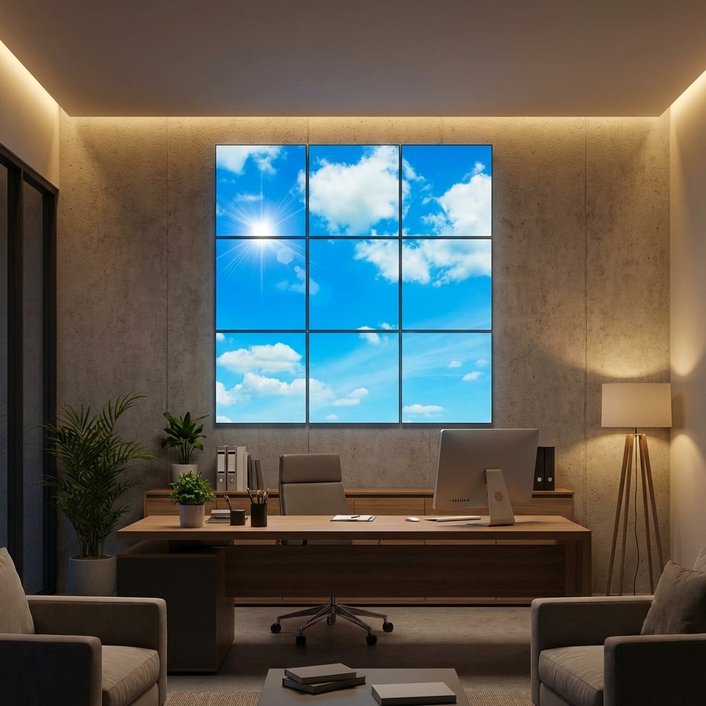 SunshinePanel Pack 9 Dalles LED Ciel Lumineux 60�60 cm - 3,24 m� Plafond Complet, pose multi-dalles au plafond