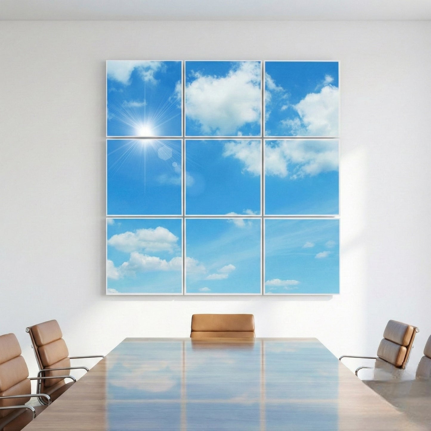 SunshinePanel Pack 9 Dalles LED Ciel Lumineux 60�60 cm - 3,24 m� Plafond Complet, dalle LED imprim�e SunshinePanel