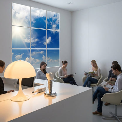 SunshinePanel Pack 9 Dalles LED Ciel Tr�s Nuageux 60�60 cm - 3,24 m� Plafond Complet, vue arriere et connectique