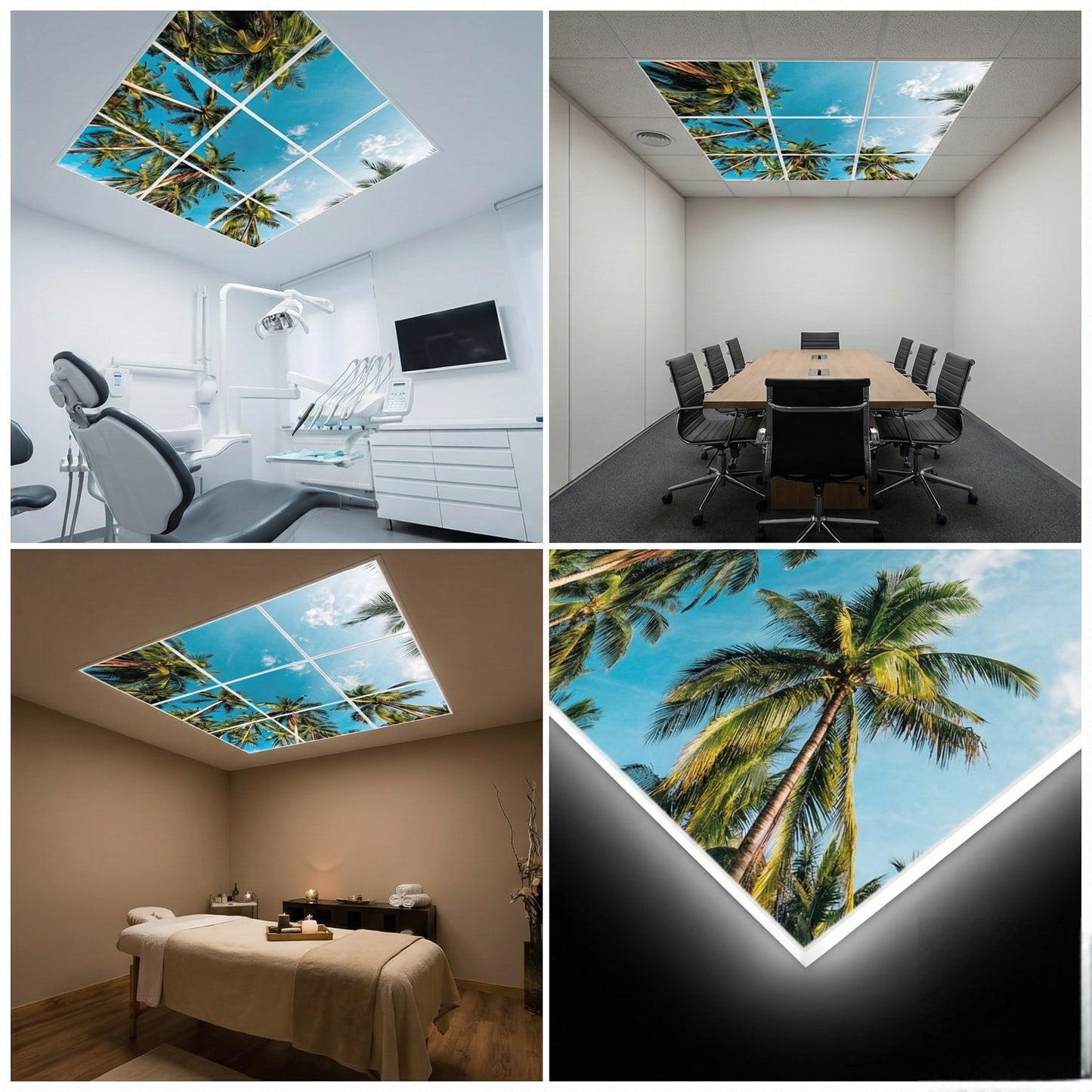 SunshinePanel Pack 9 Dalles LED �vasion Tropicale 60�60 cm - 3,24 m� Plafond Complet, effet lumineux ambiance