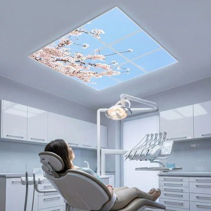 SunshinePanel Pack 9 Dalles LED Fleurs de Ciel 60�60 cm - 3,24 m� Plafond Complet, effet lumineux ambiance