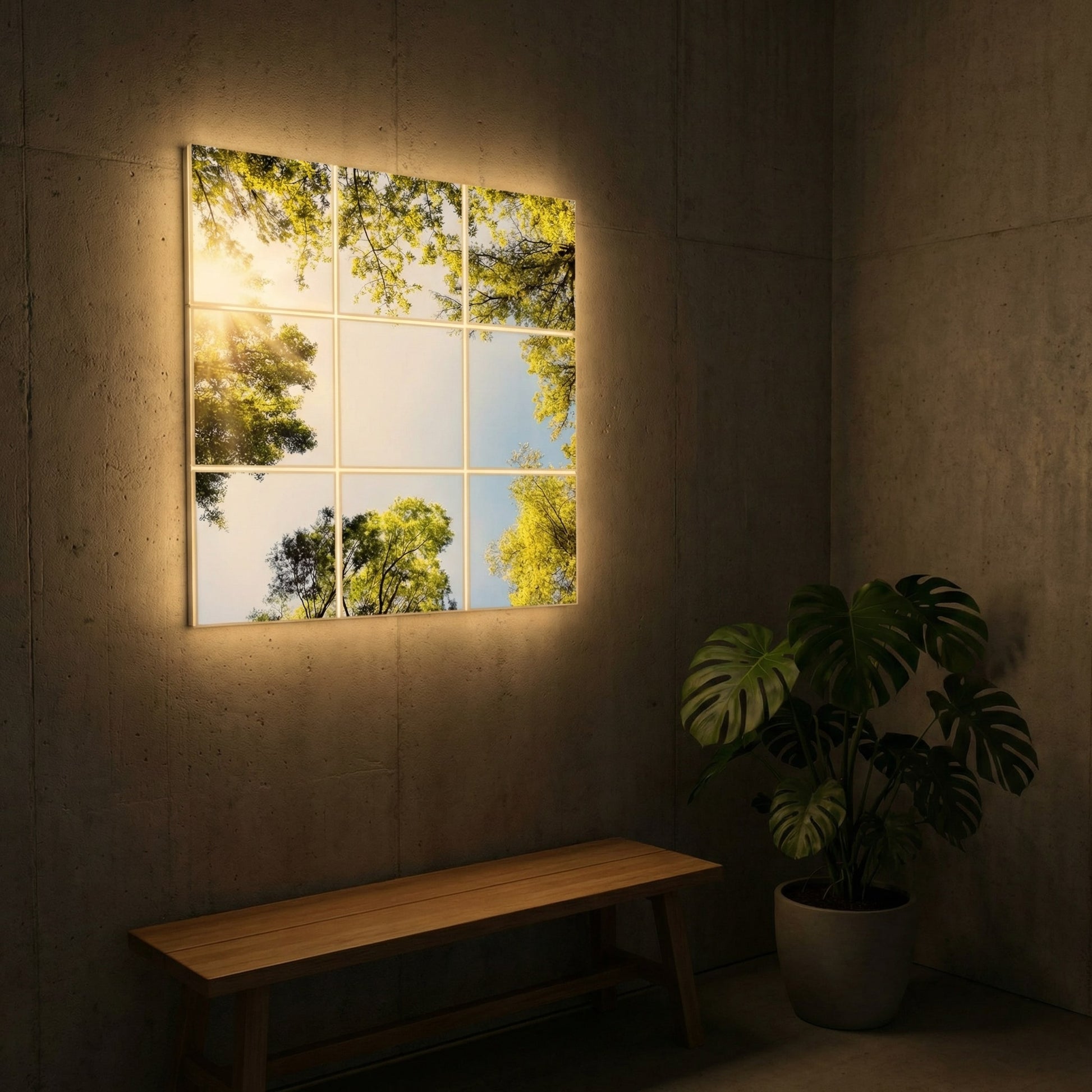SunshinePanel Pack 9 Dalles LED Myst�re Forestier 60�60 cm - 3,24 m� Plafond Complet, effet lumineux ambiance
